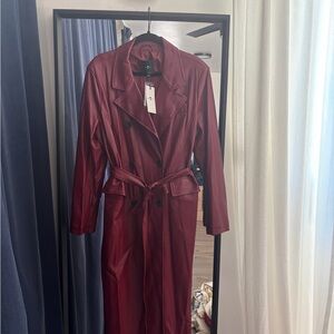 7 For All Mankind Deep Red Trench Coat